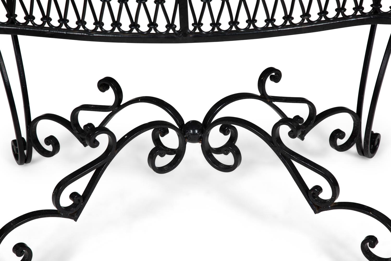 A Wrought Iron Marble-Top Side Table