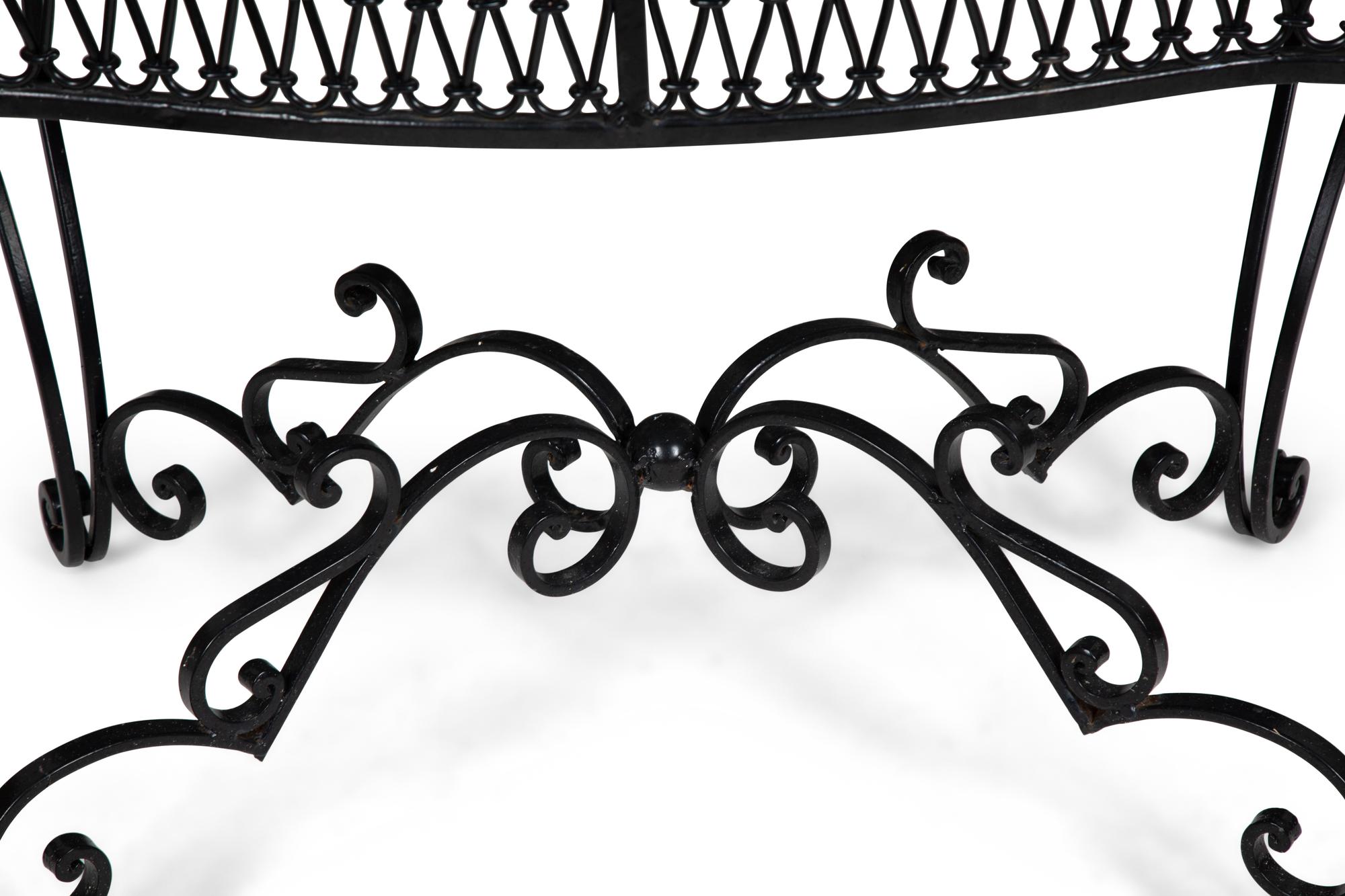 A Wrought Iron Marble-Top Side Table