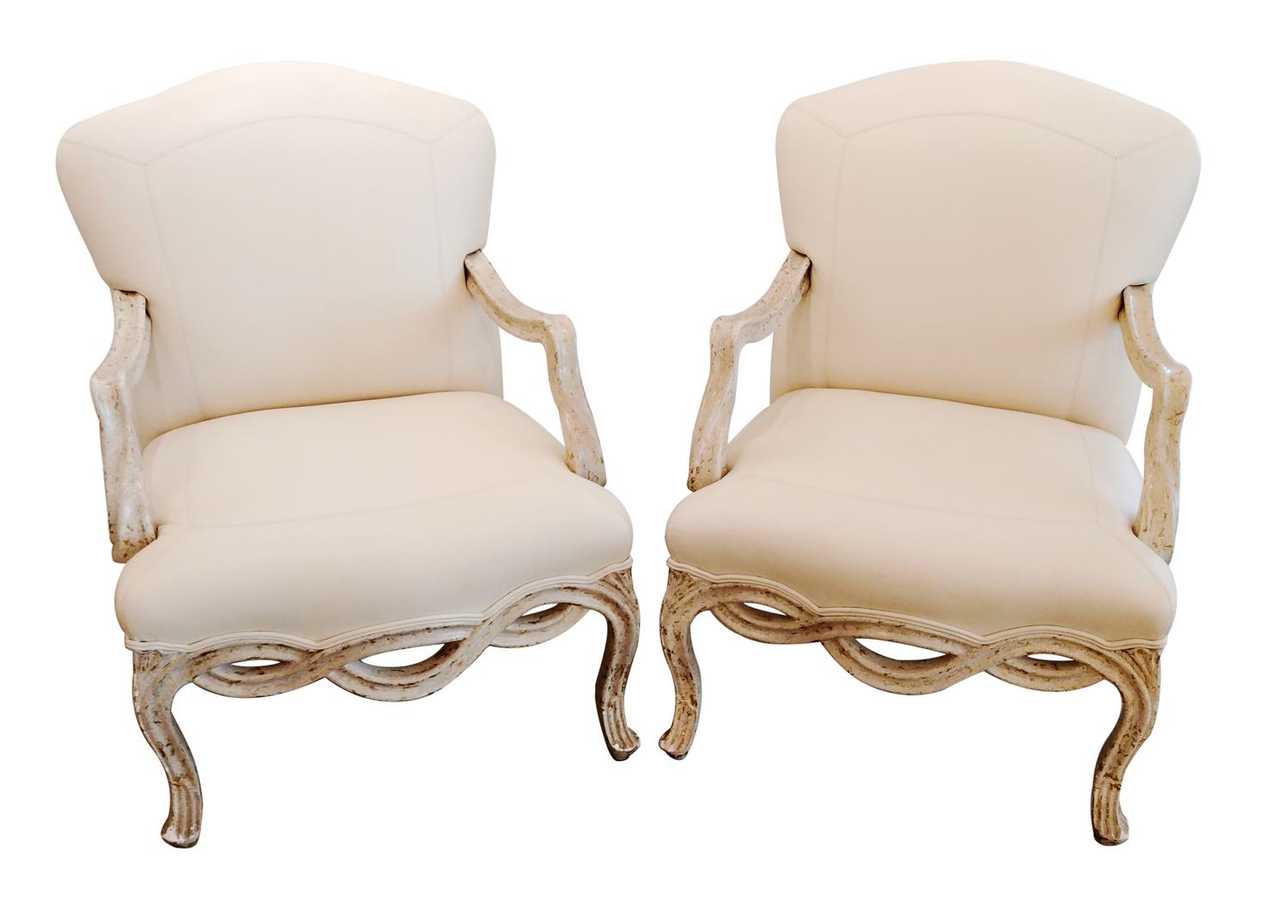A Pair of Louis XV Style Chairs Height 39 1/2 inches. — 20TH CENTURY