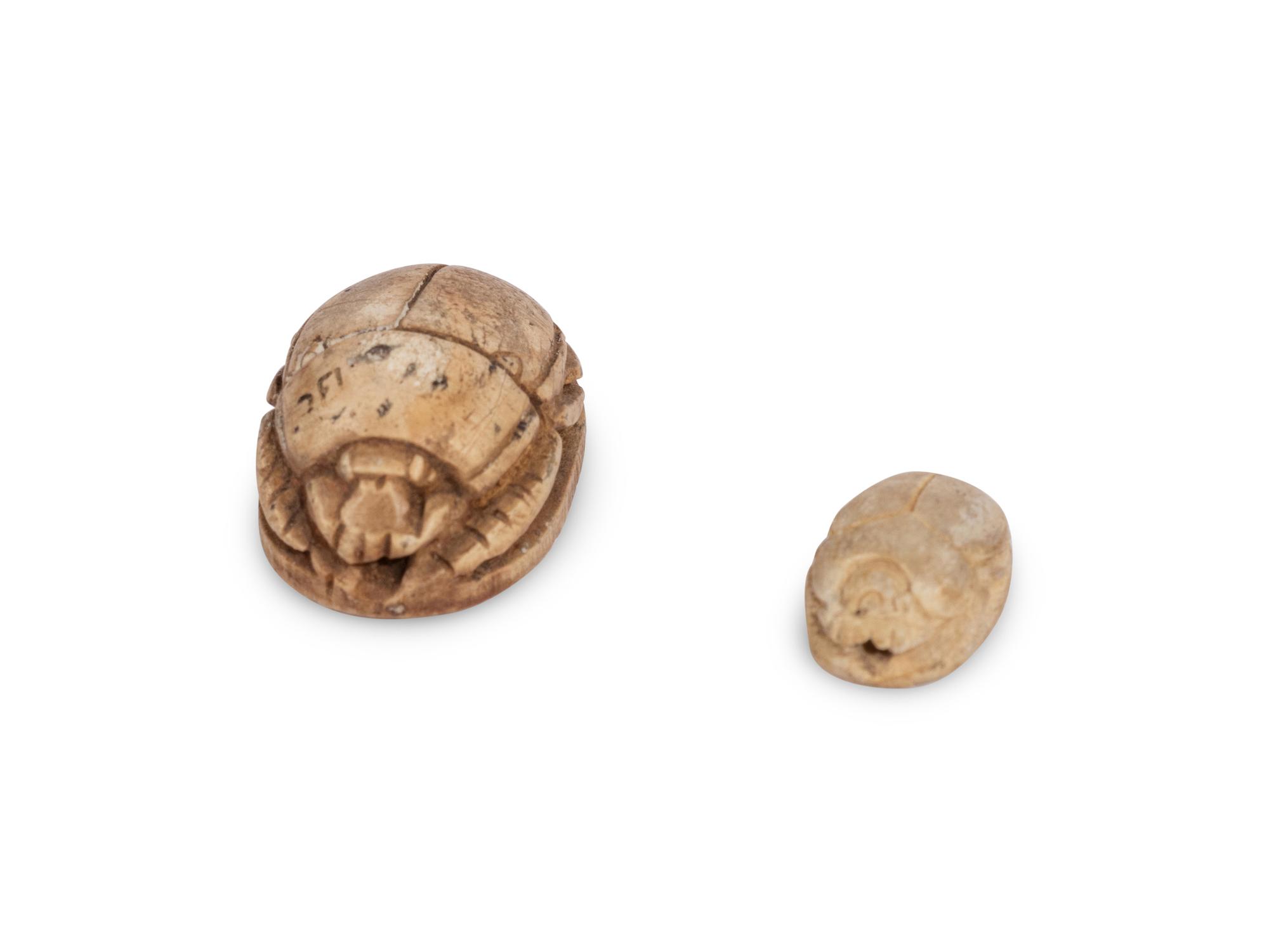 Two Egyptian Glazed Steatite Scarabs