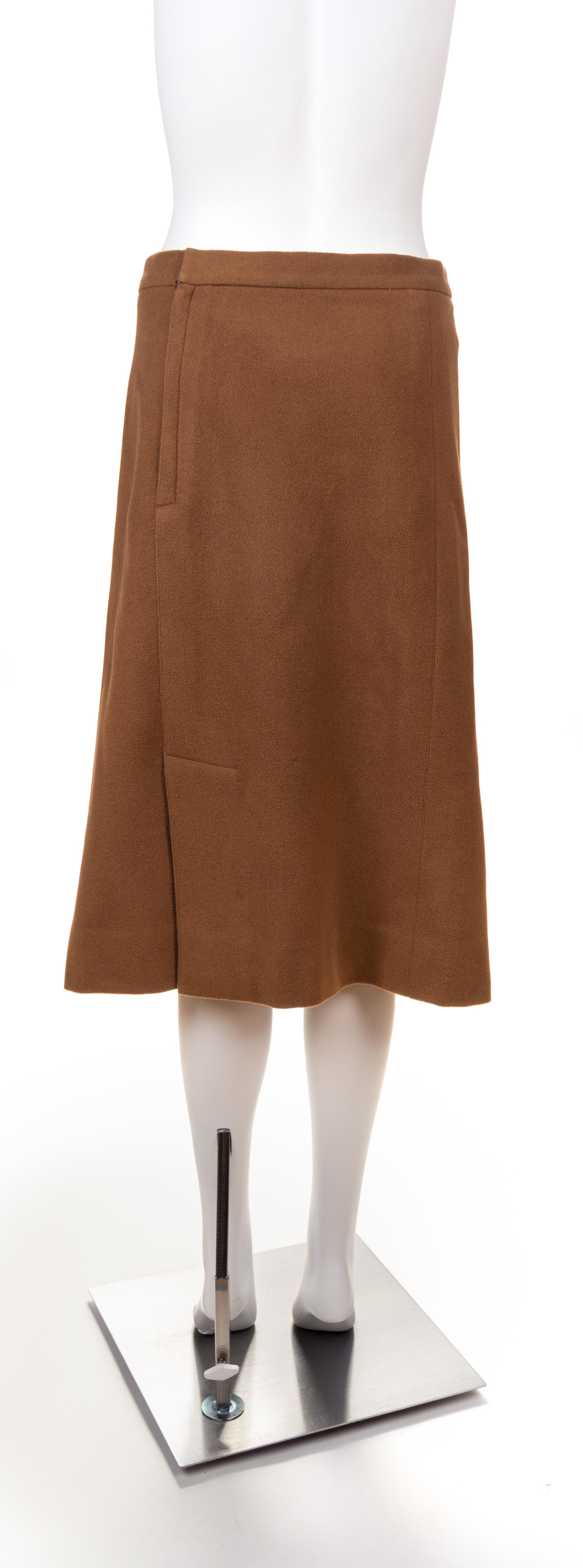 An Hermès Brown Cashmere Skirt, Size 44.