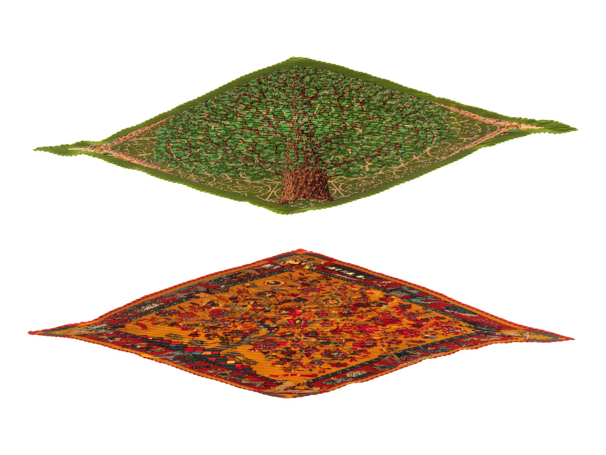 Four Hermès 90cm Pleated Silk Scarves