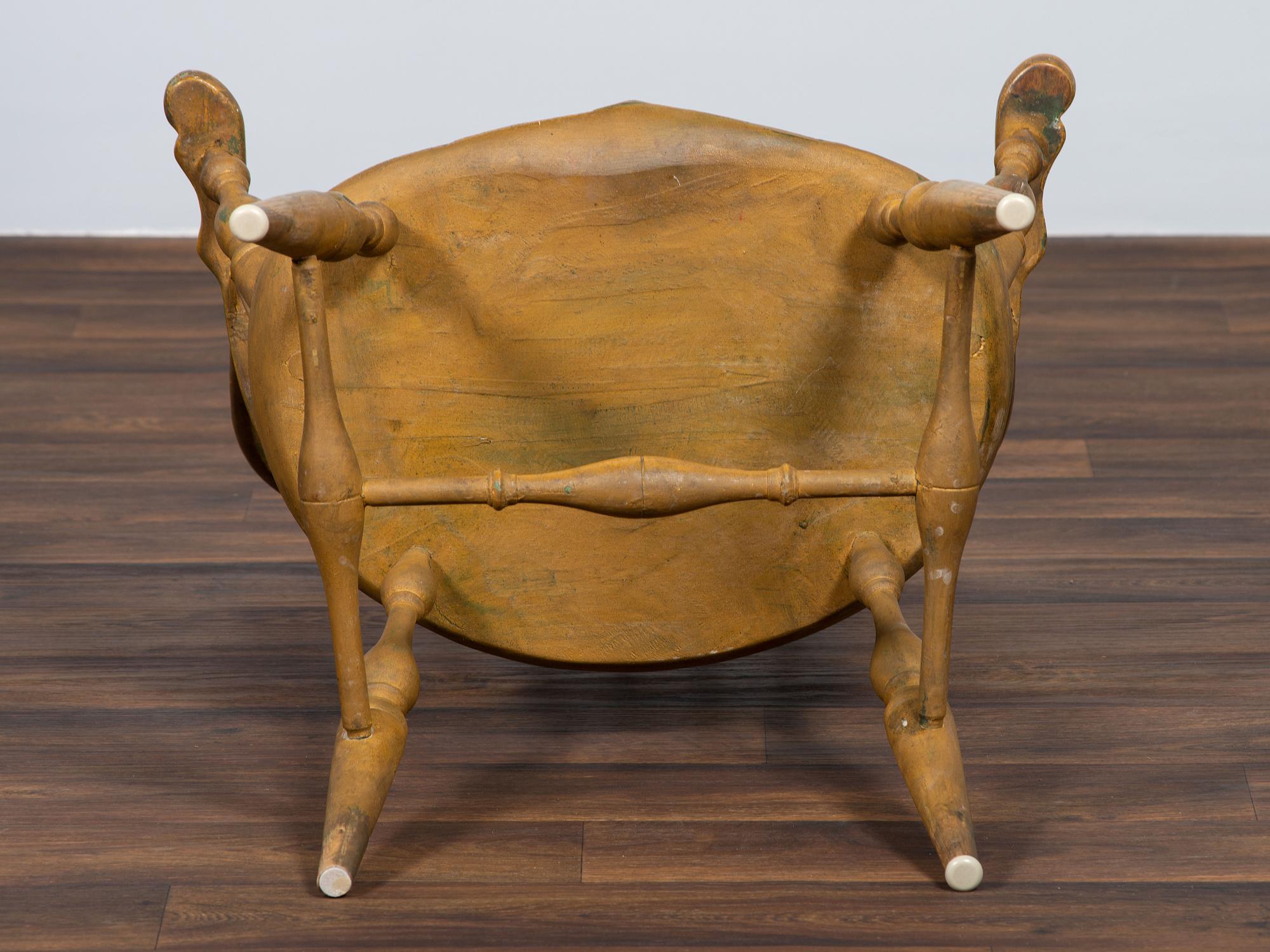 A New England Yellow Painted Bow Back Windsor Armchair
