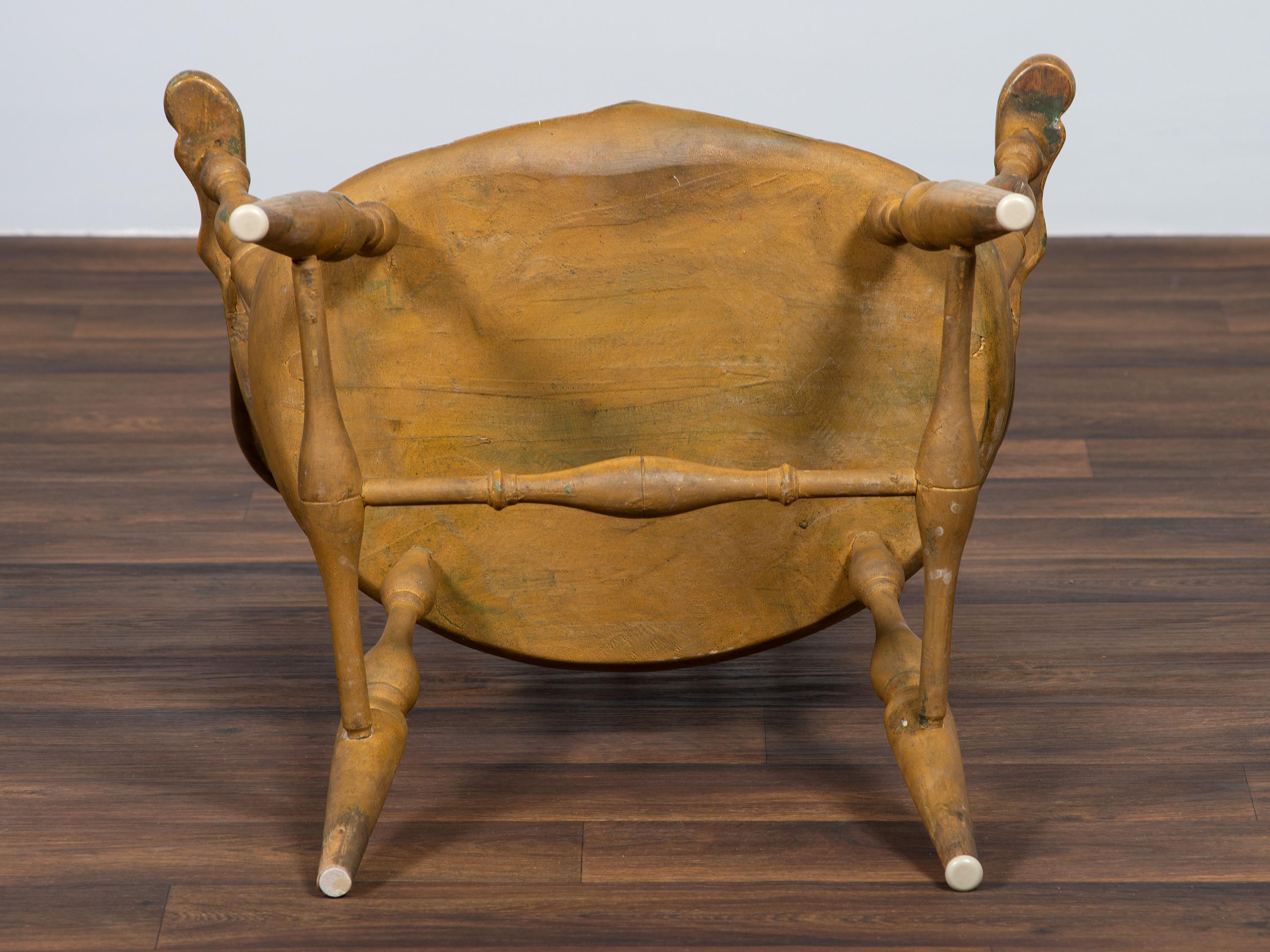 A New England Yellow Painted Bow Back Windsor Armchair