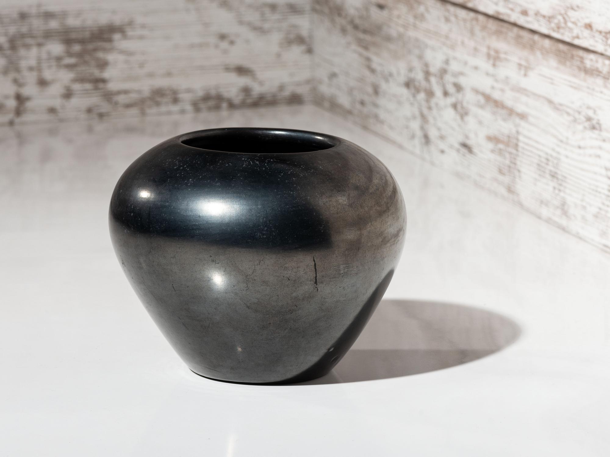 Blackware Pottery Jar, with Gunmetal Finish October 1969
