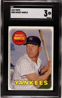 A 1969 Topps Mickey Mantle Baseball Card No. 500 (SGC 3 VG)