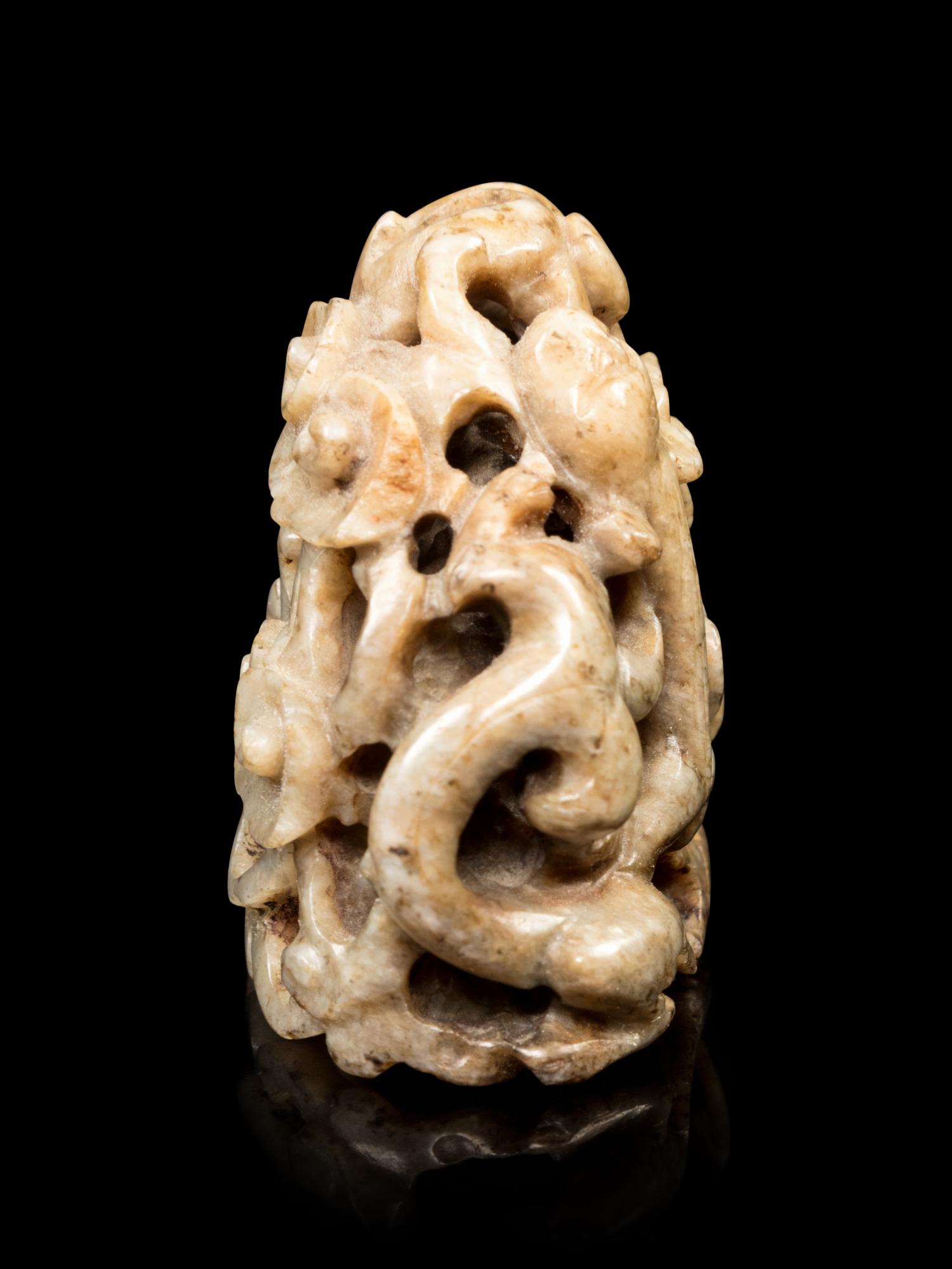 A Grey Jade Carving of Lingzhi