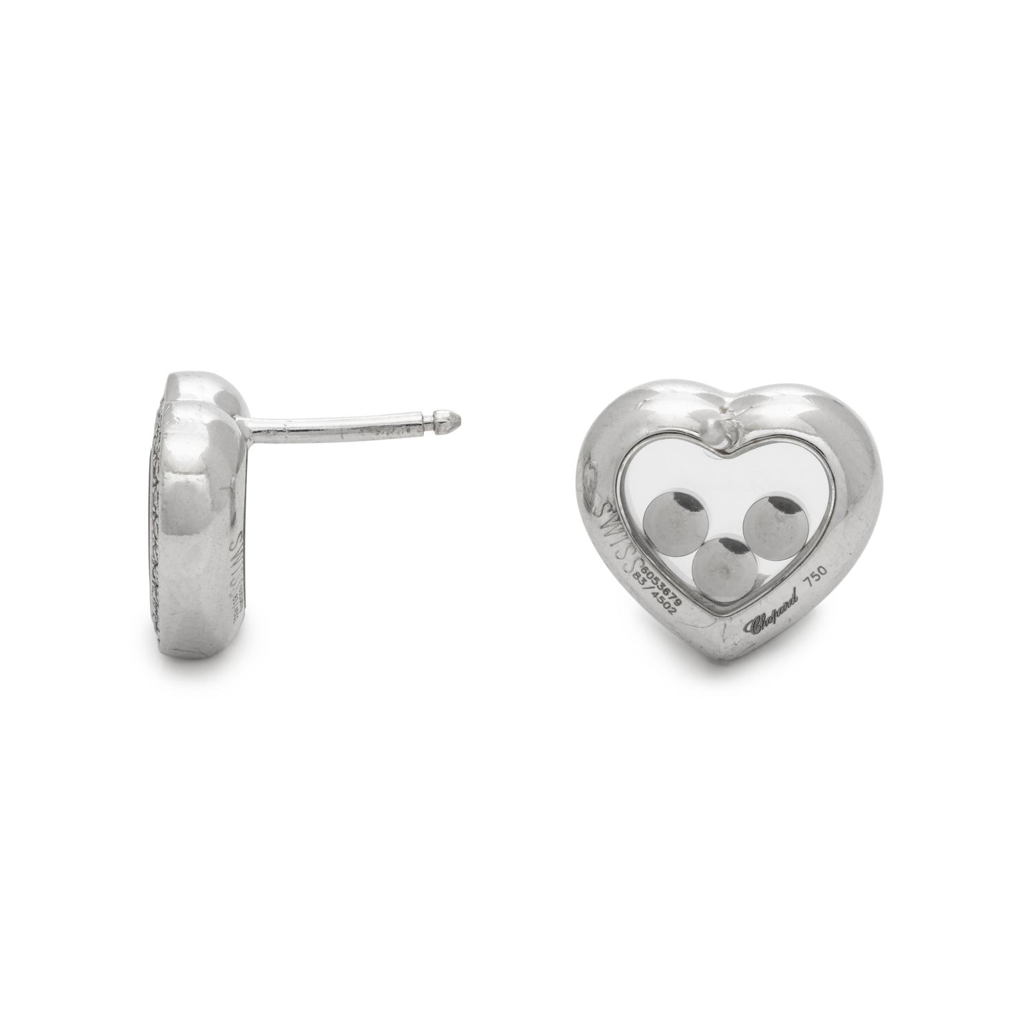 CHOPARD, WHITE GOLD AND DIAMOND 'HAPPY DIAMONDS' STUD EARRINGS