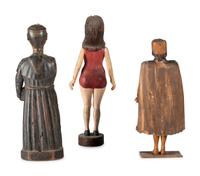Three Carved and Painted Wooden Figures