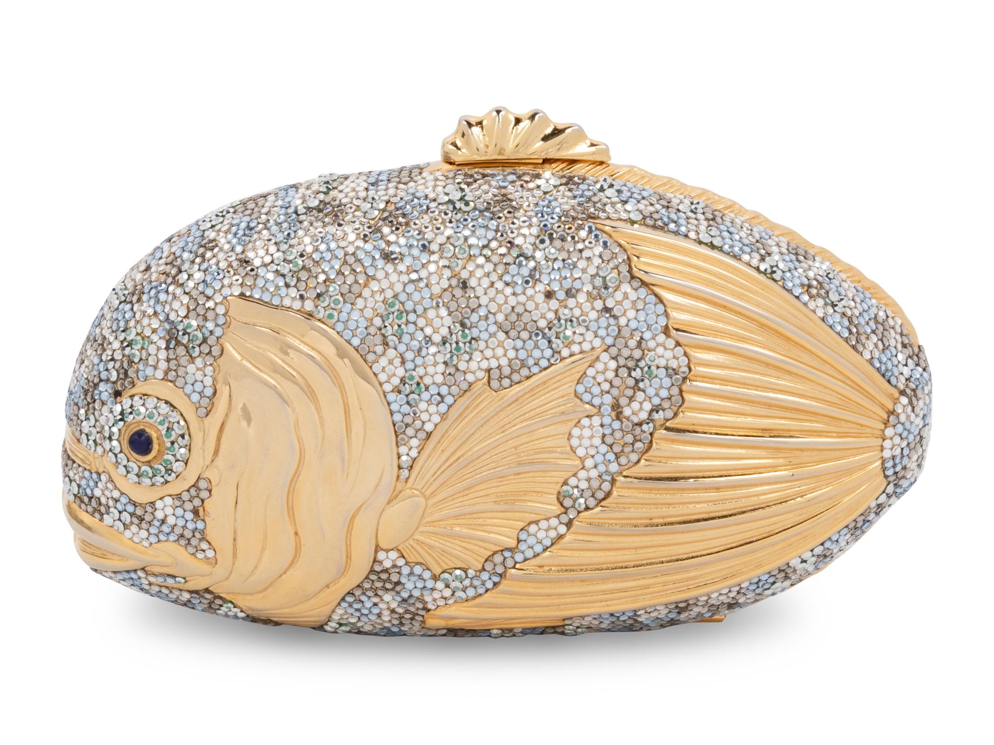 Judith Leiber Fish Minaudière with Baby Fish Pillbox, 1984