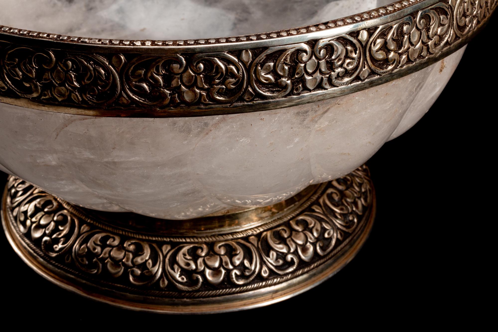 A Silver-Mounted Rock Crystal Bowl