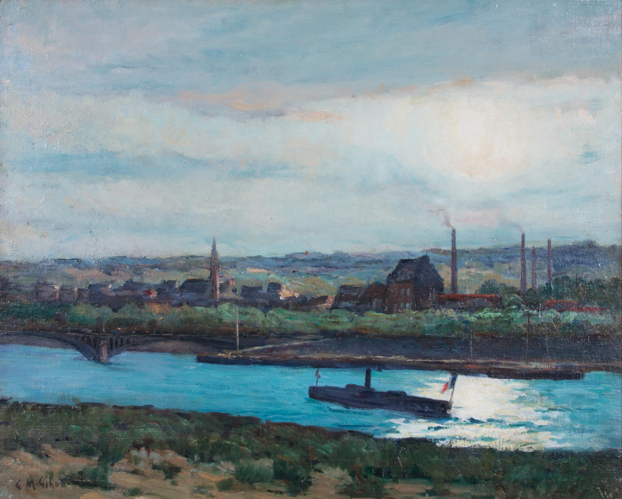 Clarence Monfort Gihon, (American, 1871-1929), Riverfront Scene