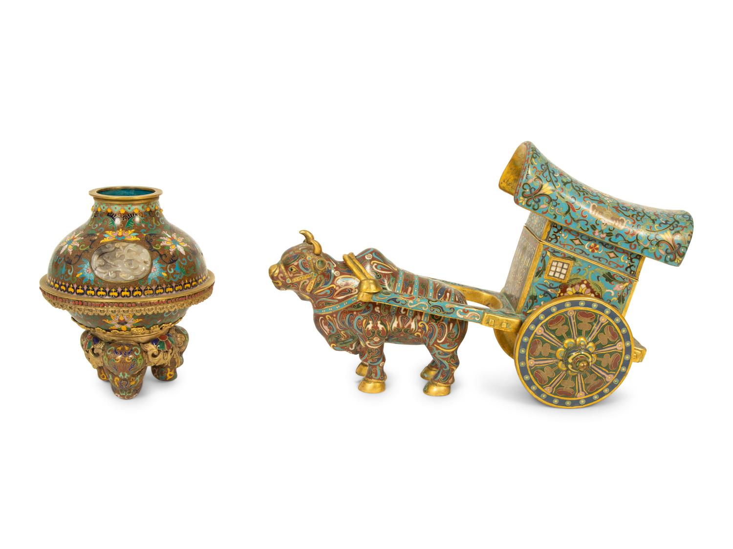 Three Chinese Cloisonné Articles — 19TH/20TH CENTURY