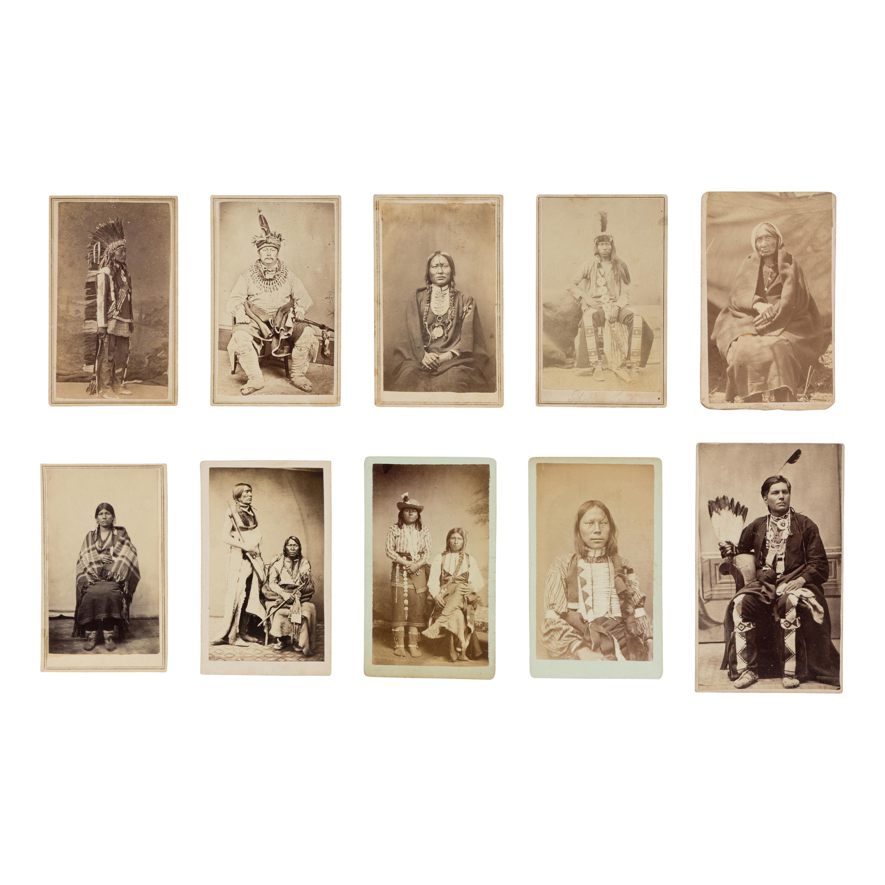 [Native-Americana] Group of 10 CDVs of Native American subjects, including examples by Hamilton and Bliss