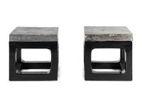 A Pair of Chinese 'Gold Brick' Jinzhuan Stele Top Side Tables, Daoguang Period 清道光十八年 金磚一對