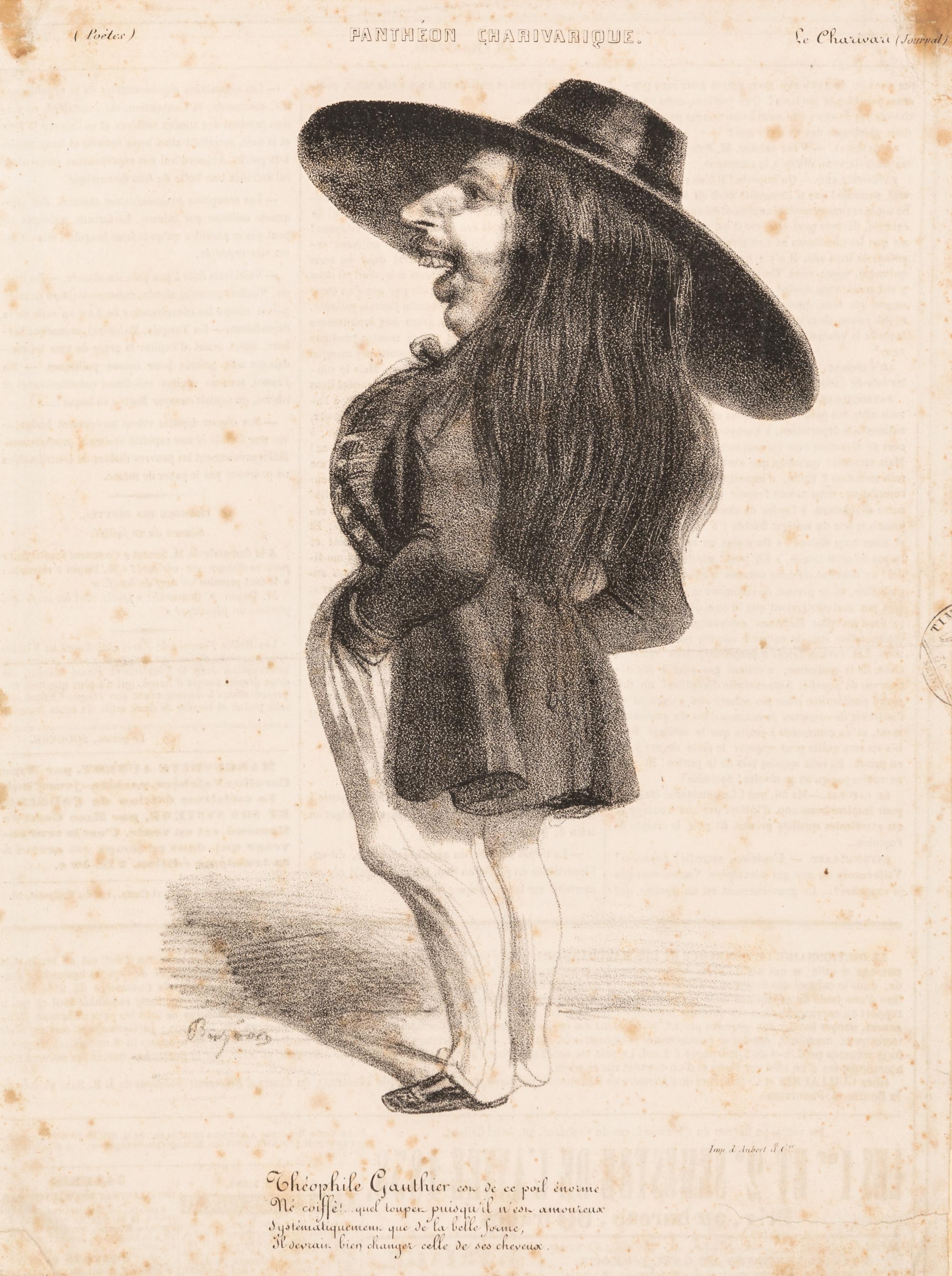 Benjamin Roubaud, (French, 1811-1847), A group of five works: Gavarni, Alphonse Kari, Bérat, Théophile Gautier, and Nodier