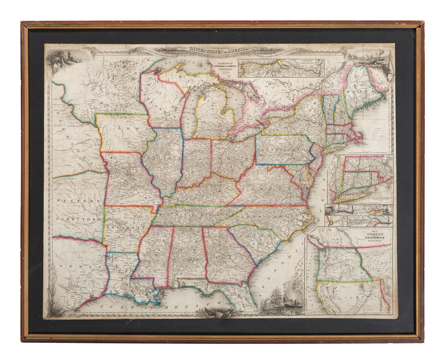 [MAPS]. SMITH, J. Calvin. A New Map for Travelers Through the United States Showing the Railroads, Canals, & Stage Roads. New York: J. Calvin Smith, 1846.