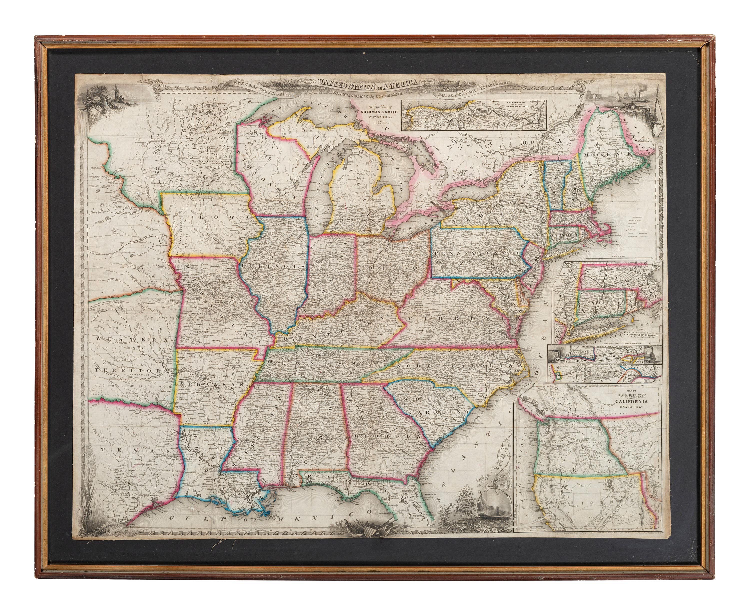 [MAPS]. SMITH, J. Calvin. A New Map for Travelers Through the United States Showing the Railroads, Canals, & Stage Roads. New York: J. Calvin Smith, 1846.