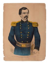 [POLITICS]. 2 prints featuring George McClellan, incl. How Columbia Receives McClellan's Salutation from the Chicago Platform . [New York: 1864].