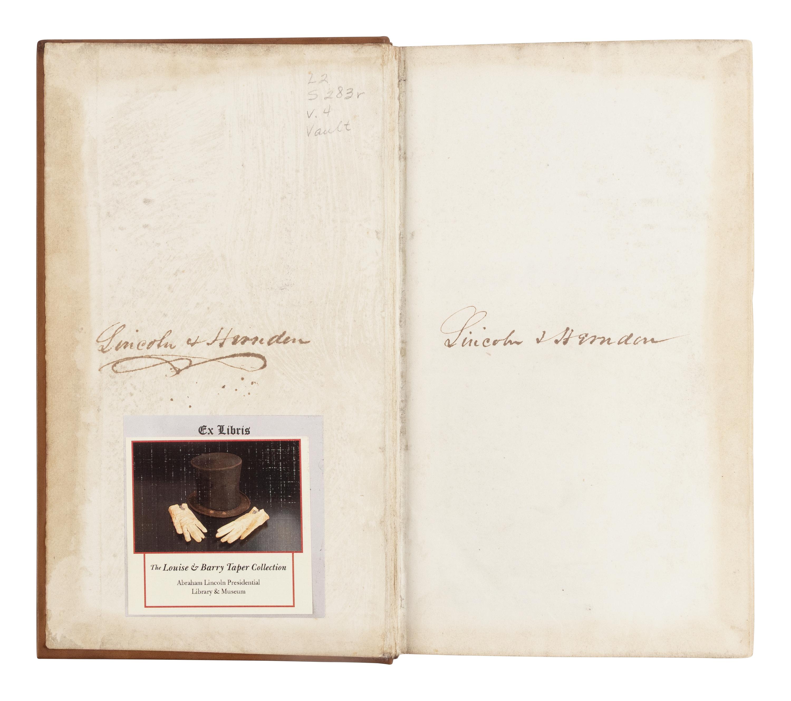 [LINCOLN-HERNDON LAW OFFICE]. SCAMMON, J. Young. Reports of Cases Argued and Determined in the Supreme Court of the State of Illinois . Vol. IV. Chicago: Stephen F. Gale & Co./Galena: Augustus H. Burley, 1844.