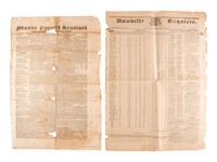 [NEWSPAPERS] -- [ILLINOIS & OHIO]. A group of 7 newspapers reporting on land dealings, politics, notices for runaways, and other matters of the 1820s-1830s, including: