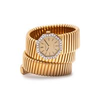 BVLGARI, VACHERON & CONSTANTIN, 18K YELLOW GOLD AND DIAMOND 'TUBOGAS' WRISTWATCH