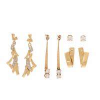 Collection of Diamond and Yellow Gold Earrings and Enhancers