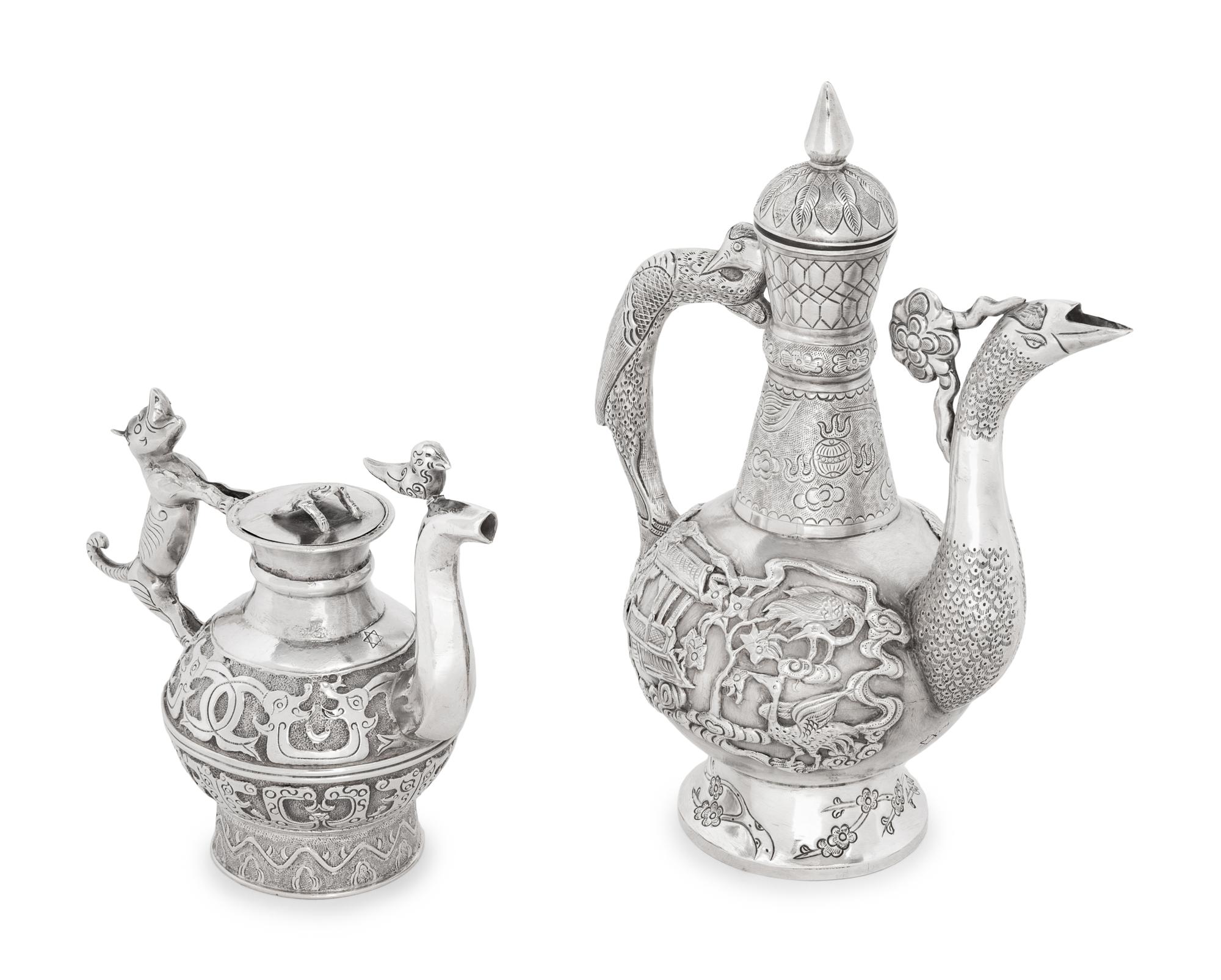 Two Silver Tea Pots