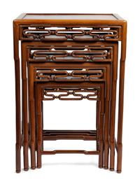 A Group of Four Rosewood Chinese Nesting Tables
