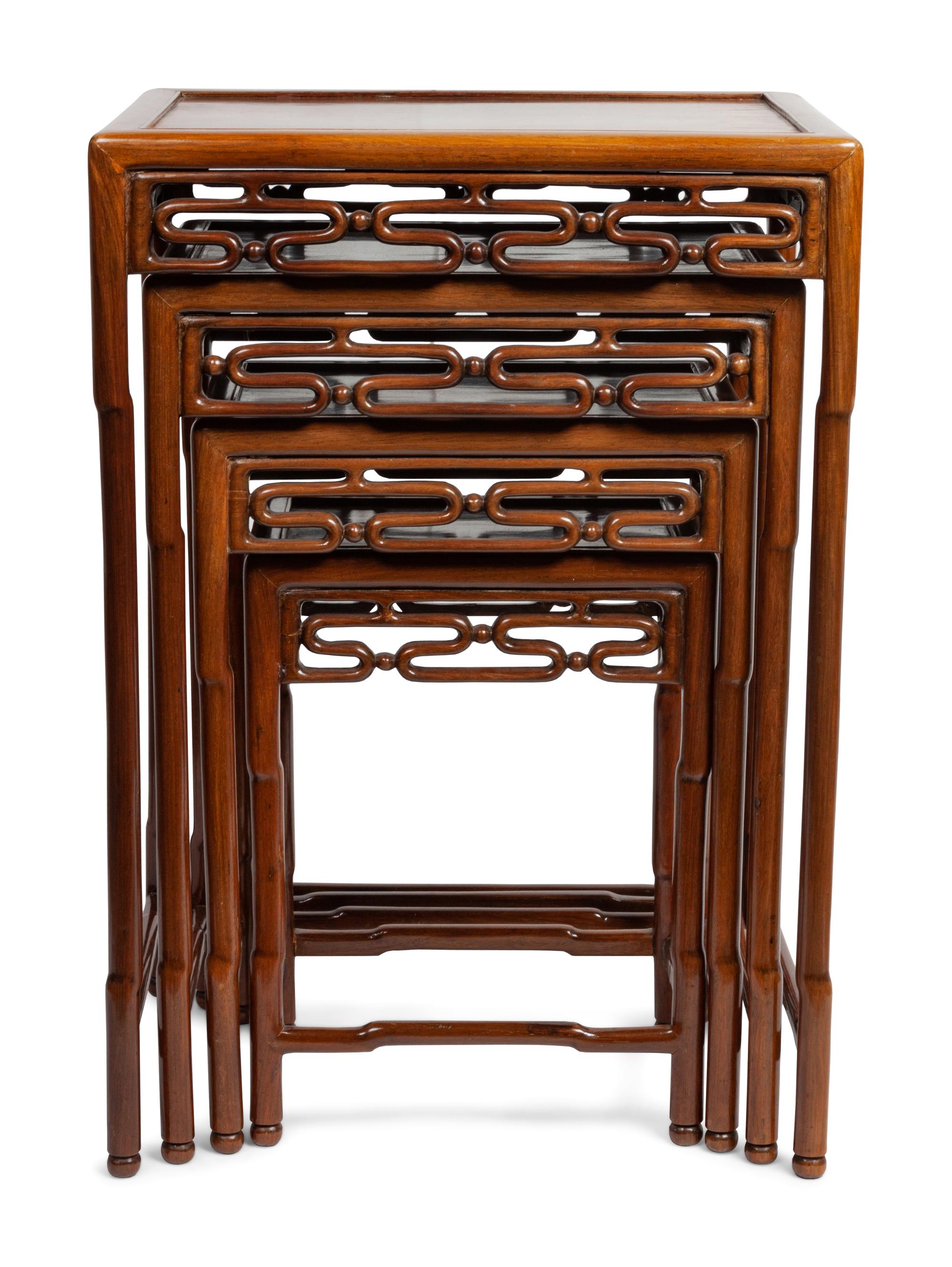 A Group of Four Rosewood Chinese Nesting Tables