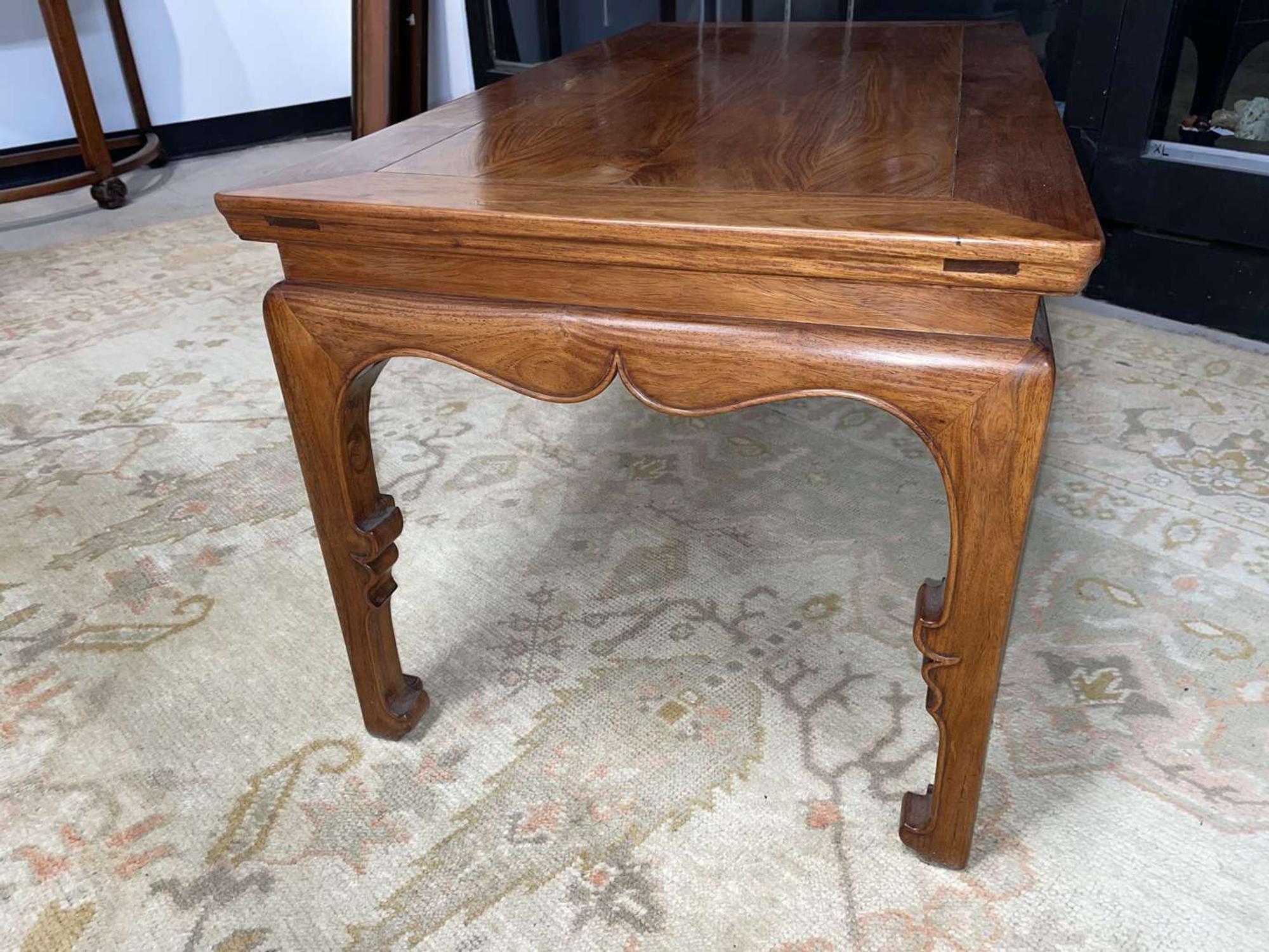 A Chinese Ming dynasty style carved hardwood low table 明式硬木矮方桌