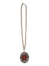 Navajo Reversible Silver Pendant, with Coral and Turquoise