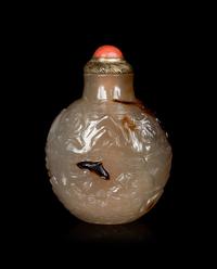 A Well Carved Shadow Agate Snuff Bottle