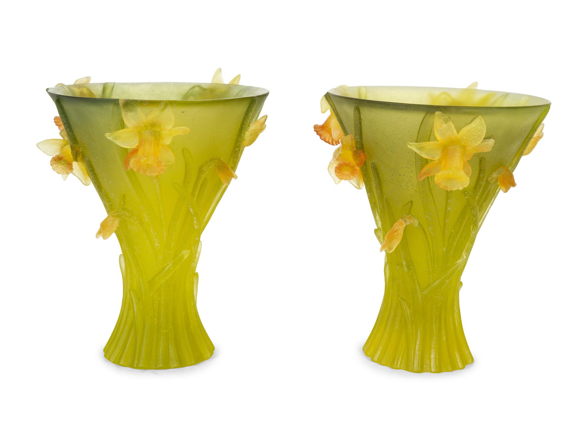 A Pair of Daum Pâte-de-Verre Vases