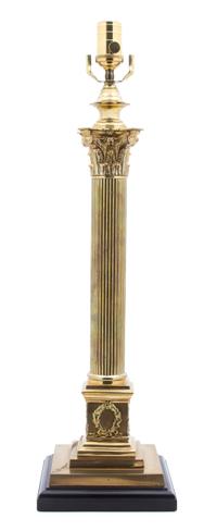A Neoclassical Style Brass Columnar Table Lamp Height 21 inches. — 20TH CENTURY