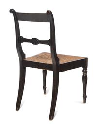 A Set of Five Regency Painted Cane Seat Dining Chairs