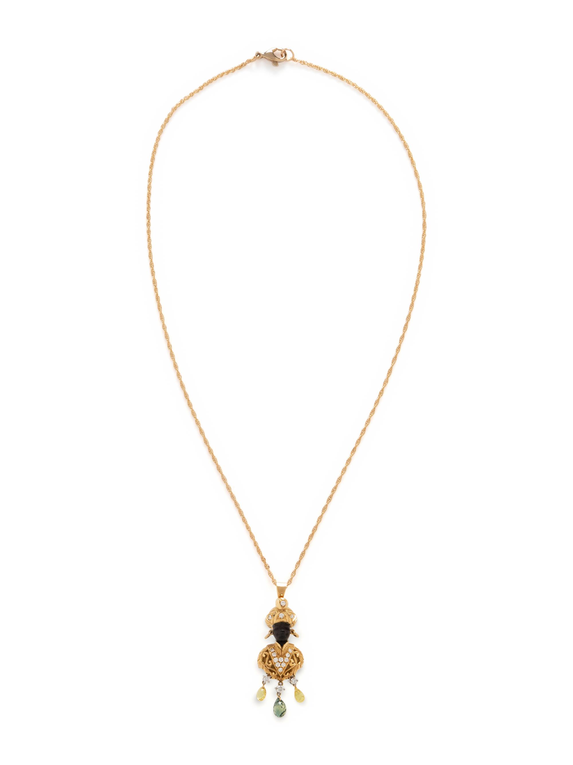 NARDI, YELLOW GOLD, DIAMOND AND MULTIGEM BLACKAMOOR PENDANT