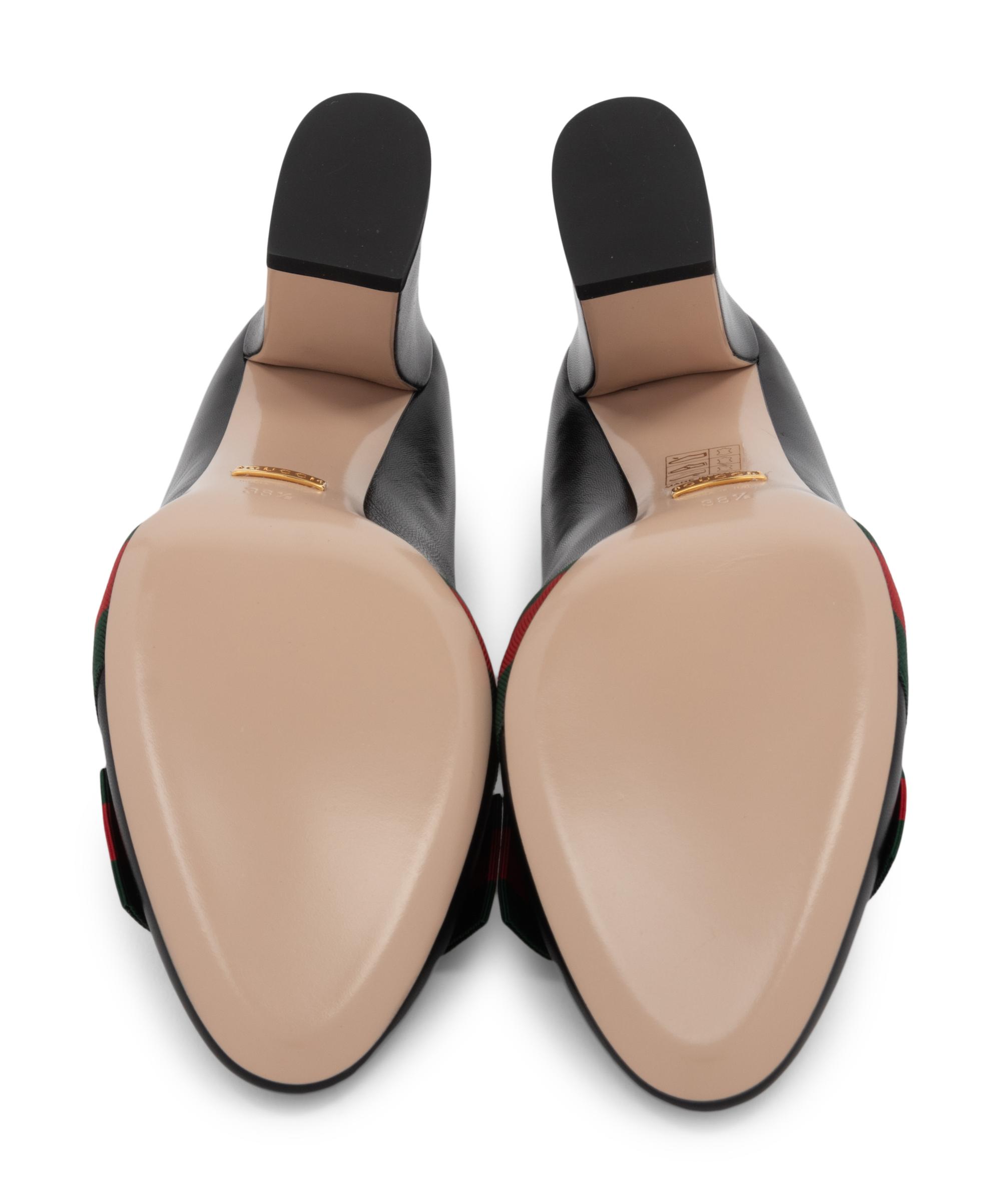 Gucci Black Leather Sylvie Bow Shoes, Unworn