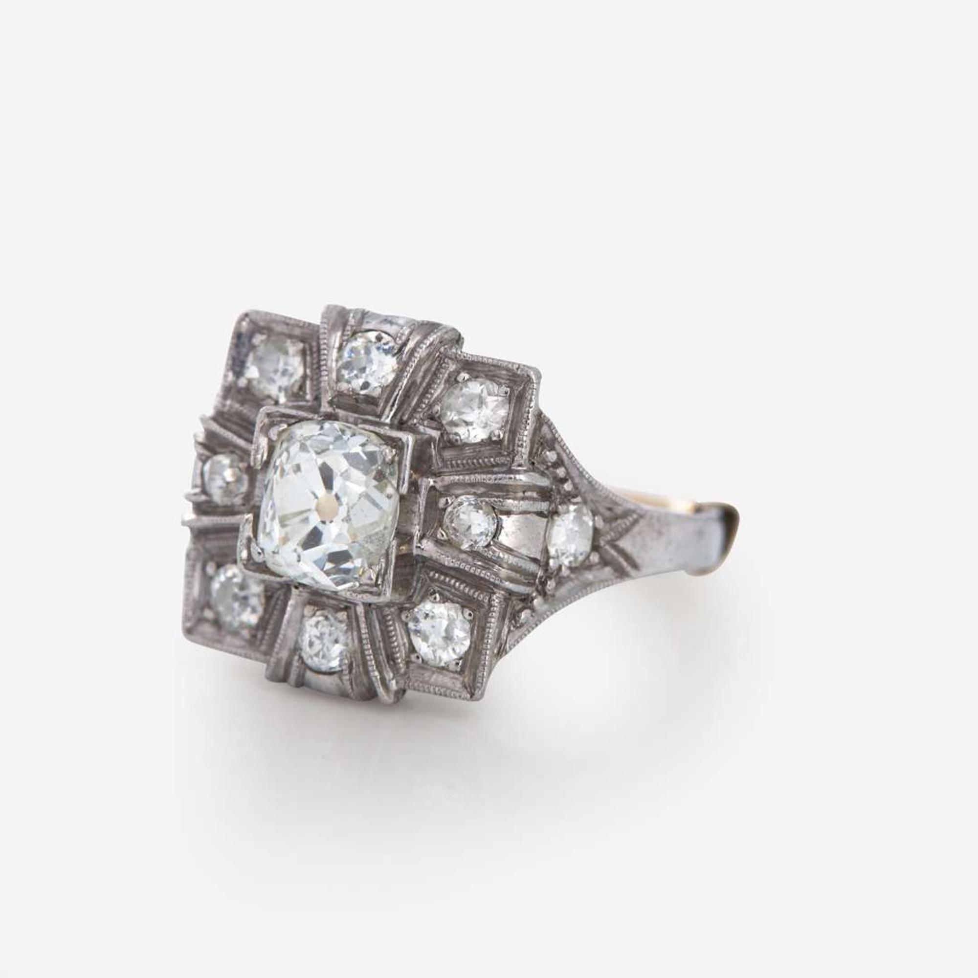 A Ladies Platinum and Diamond Ring