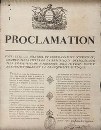 [SLAVERY & ABOLITION] -- [HAITIAN REVOLUTION]. POLVEREL, Étienne (1740-1795) and Léger-Félicité SONTHONAX (1763-1813). Proclamation. Le Cap, Haiti: Commission civile de la republique, 20 July 1793.