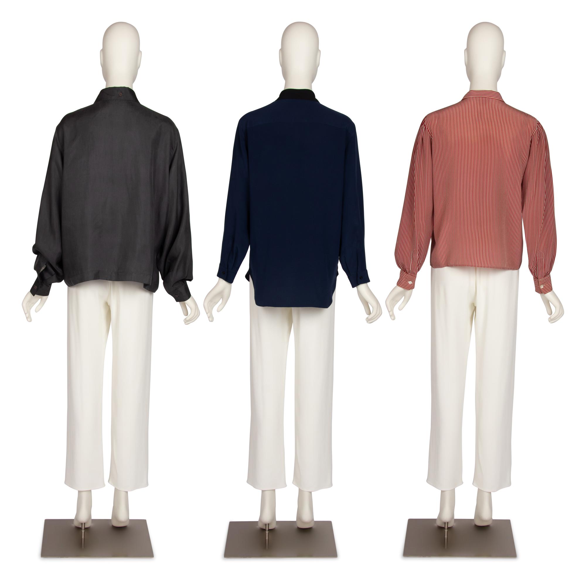 Three Designer Dress Shirts by Christian Dior, Yves Saint Laurent, and Claude Montana, 1980-2000s