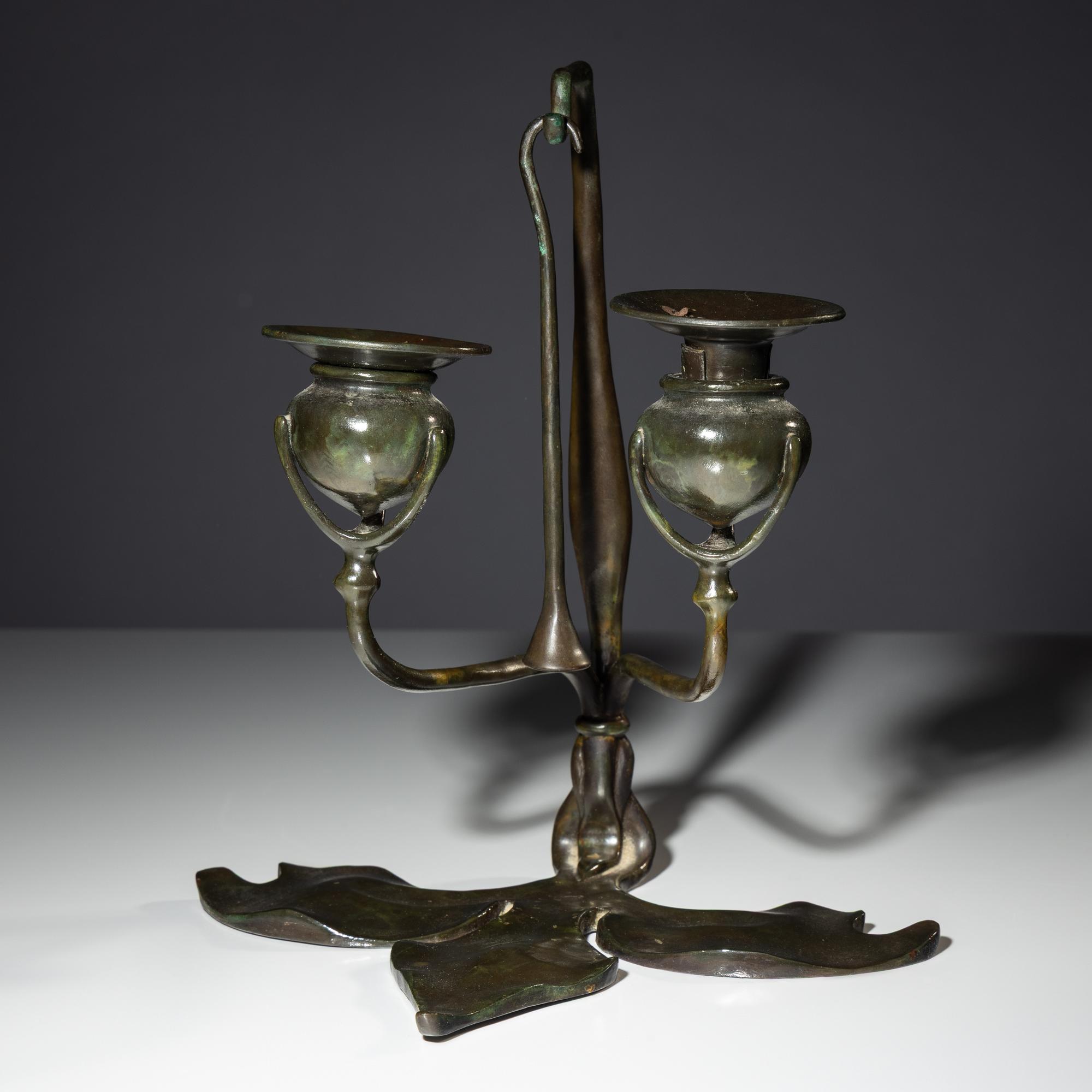 Fleur de Lis two-light candelabra with snuffer