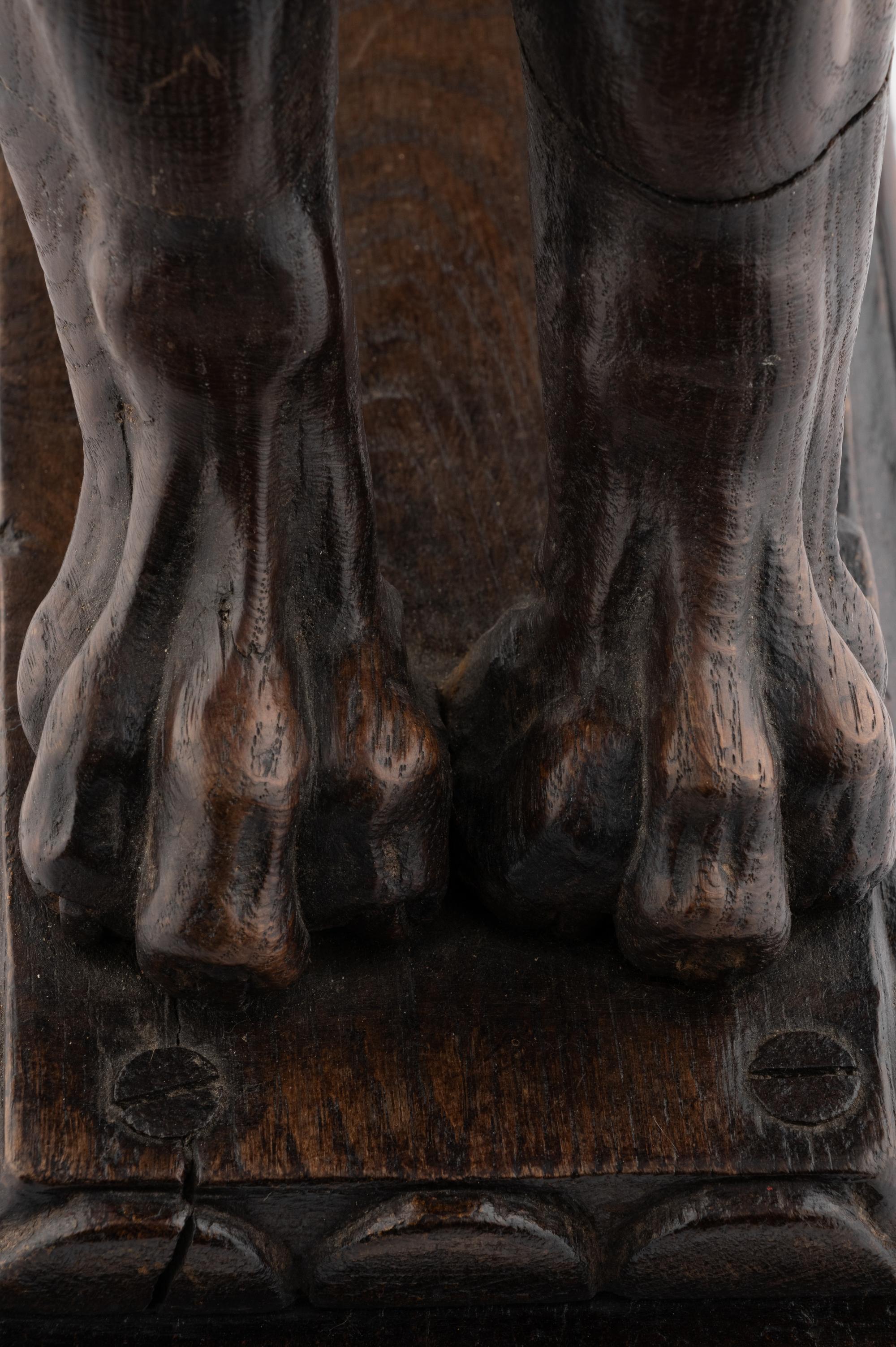 A Continental Carved Oak Lion
