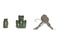 Three Folk Art Carved and Painted Wood Frogs