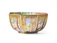 A Wedgwood Fairyland Lustreware 'Castle on a Road' Octagonal Bowl