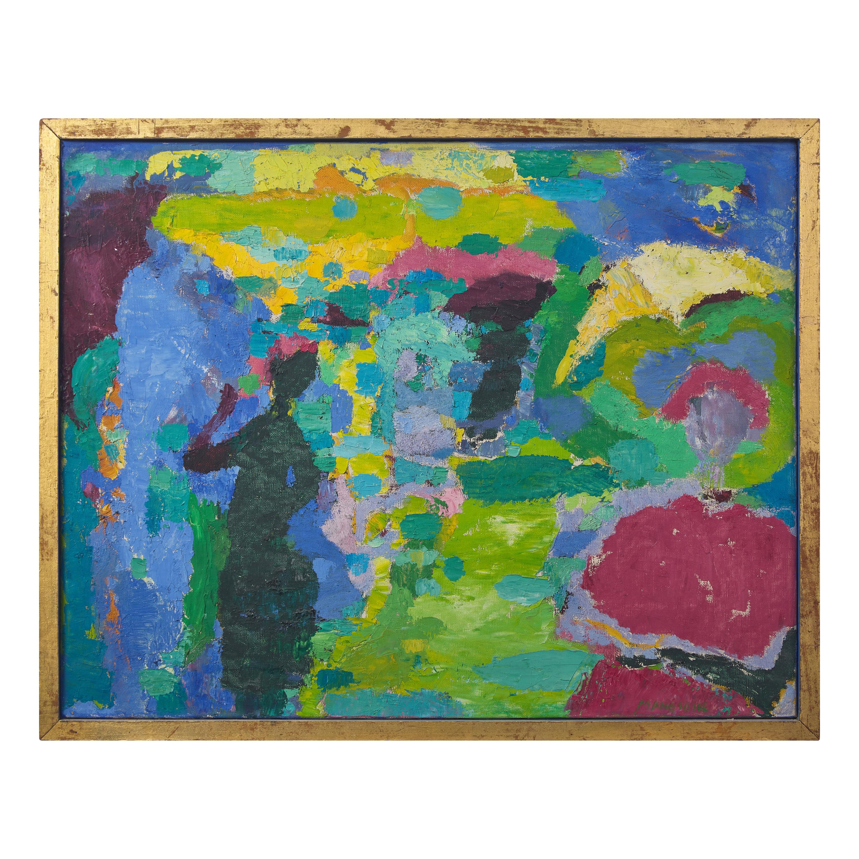 Patricia Mangione (American, 1915-2002) — Two Black Figures in Landscape