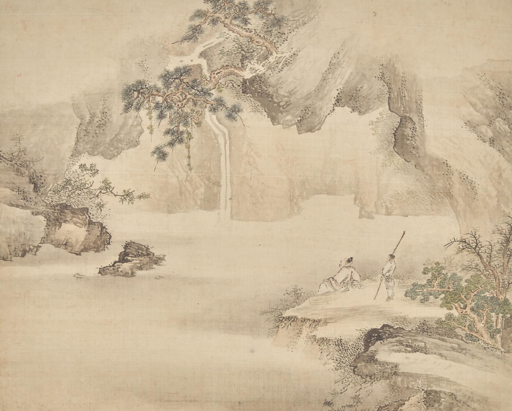 A Chinese Ink and Color on Silk 'Landscape' Album Leaf, 18th-19th Century — 清中期 絹本設色高士圖冊頁一開