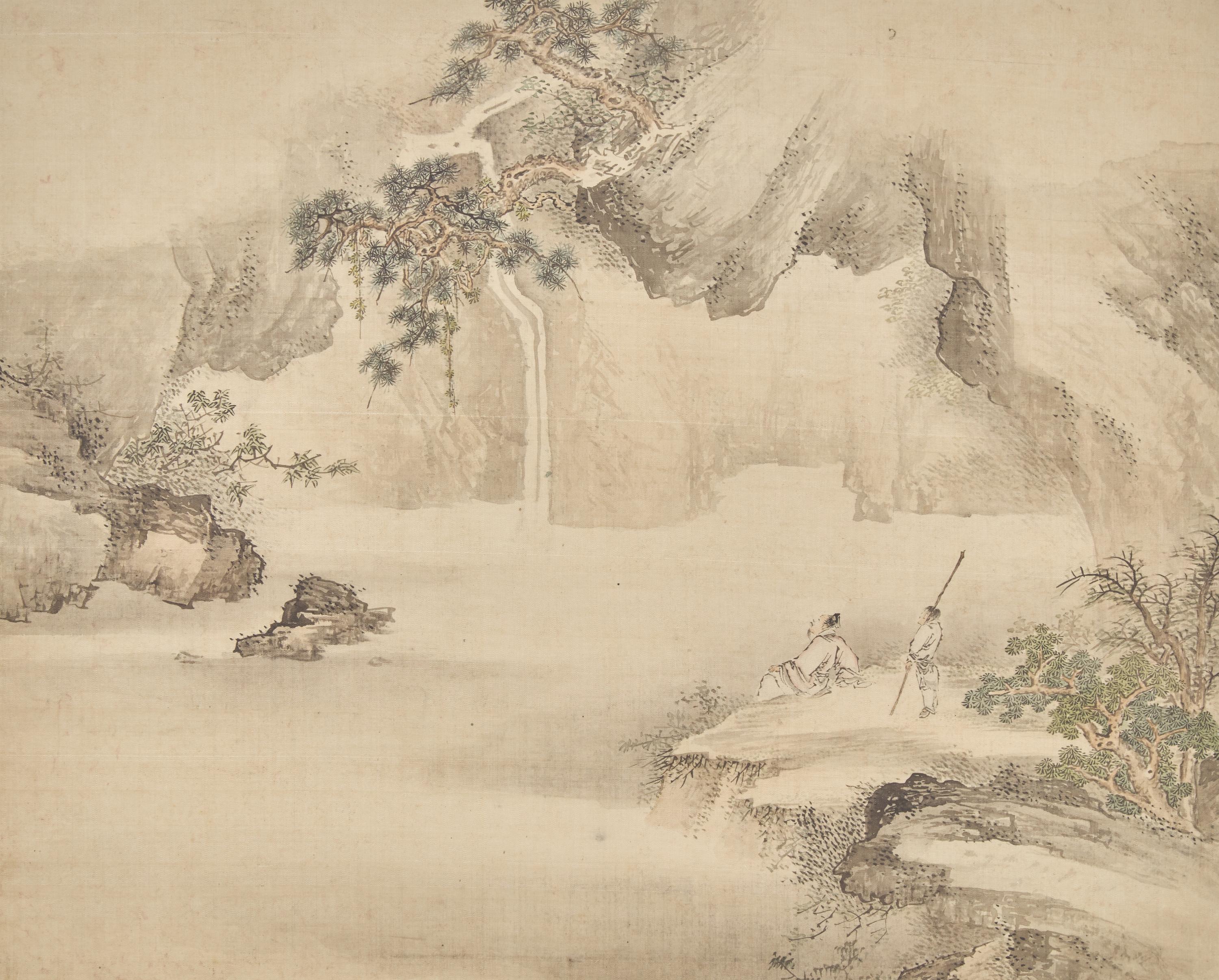 A Chinese Ink and Color on Silk 'Landscape' Album Leaf, 18th-19th Century — 清中期 絹本設色高士圖冊頁一開