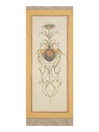 A Set of Five Neoclasscial Style Wallpaper Panels