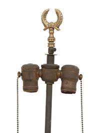 A Pair of French Painted Glass Vases Mounted as Lamps